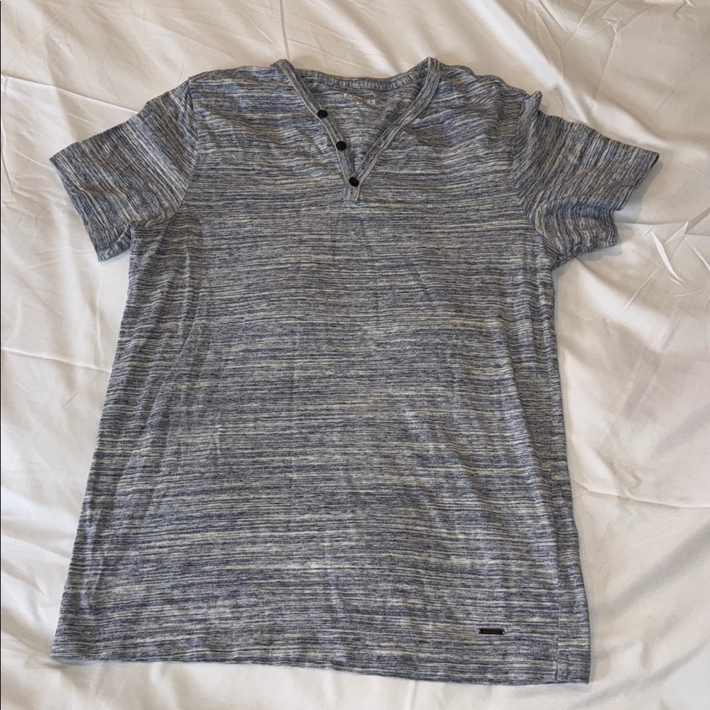 Express Blue and Gray Textured Knit Shirt